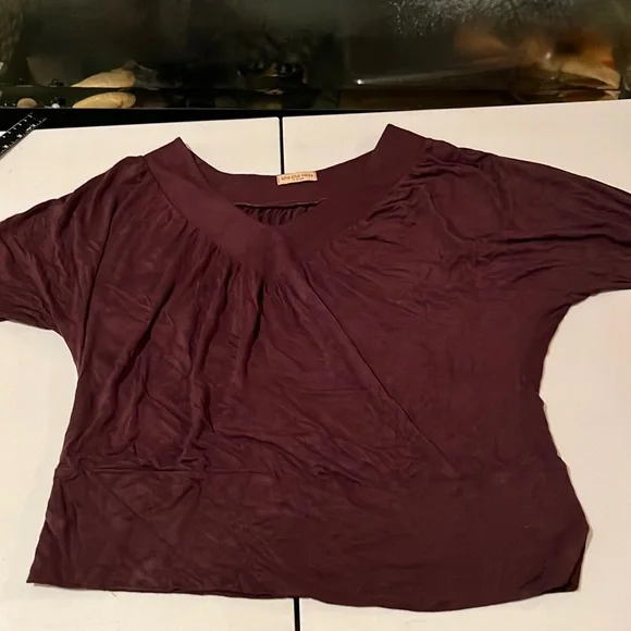 Cha Cha Vente X- Large brown 3/4 sleeve cotton blend stretch top - Picture 4 of 12